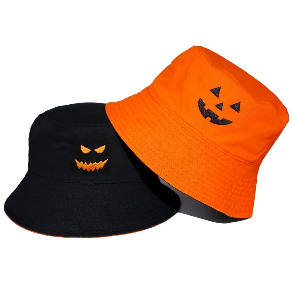 4941 Halloween Pumpkin Bucket Hat and - Reversible Sun hat with Jack O'